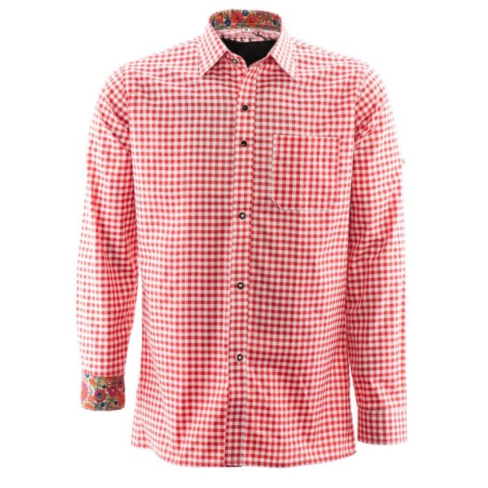 Alpenoverhemd rood wit Premium